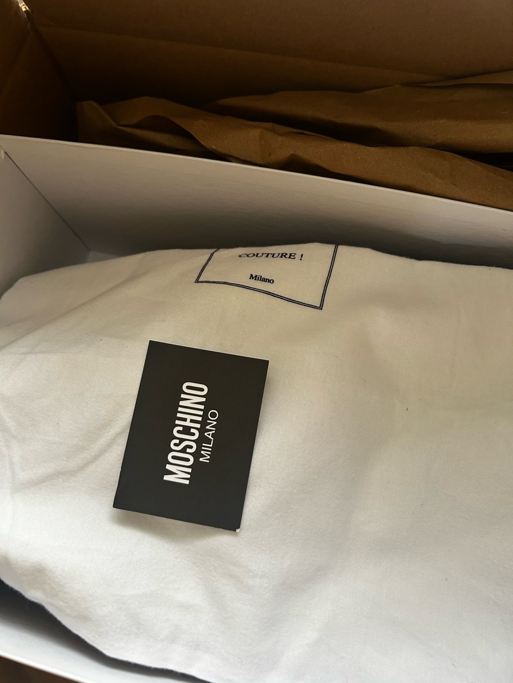 Moschino White Logo Dust Bag with Black Tag